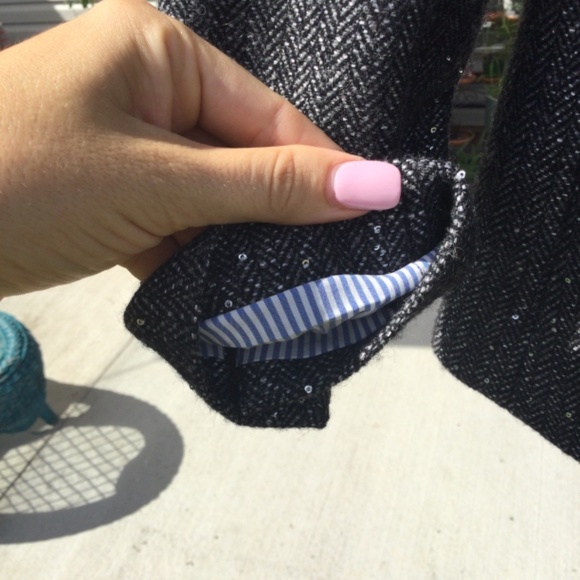 J. Crew 0P Metallic Black Blazer one button Dark academia business 0 petite work - Picture 5 of 15